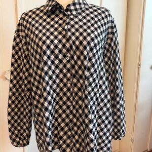 Johnny Was black and white checkered Button-Up Shirt and shorts set, size L